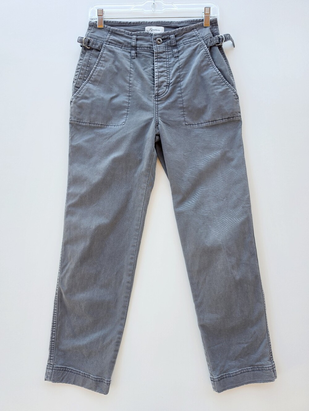 Rowan Jalen Washed Grey Straight Leg Cropped Pants